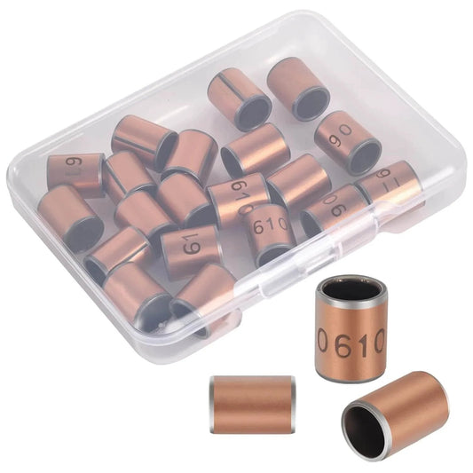 20 Pieces Sleeve Bearings 6mm Bore 8mm OD 10mm Length Oilless Self Lubricating Bronze Bushings in plastic case