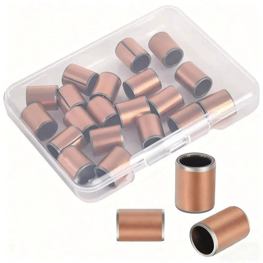 20 Pack Sleeve Bearings 8mm Bore 10mm Outer Diameter 6mm Length Oilless Self Lubricating Bronze Bushings shown in a clear case