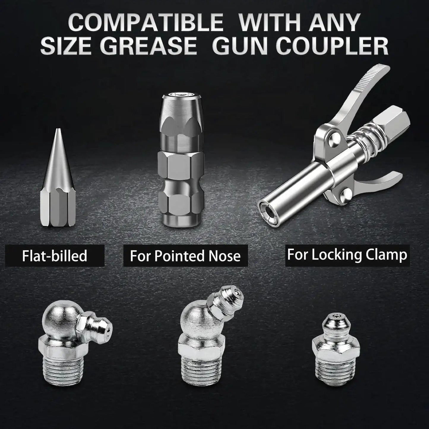 60 Piece Grease Fittings Kit With One Quarter Inch And One Eighth Inch BSP Threads Featuring Ninety Degree Forty Five Degree And Straight Angles