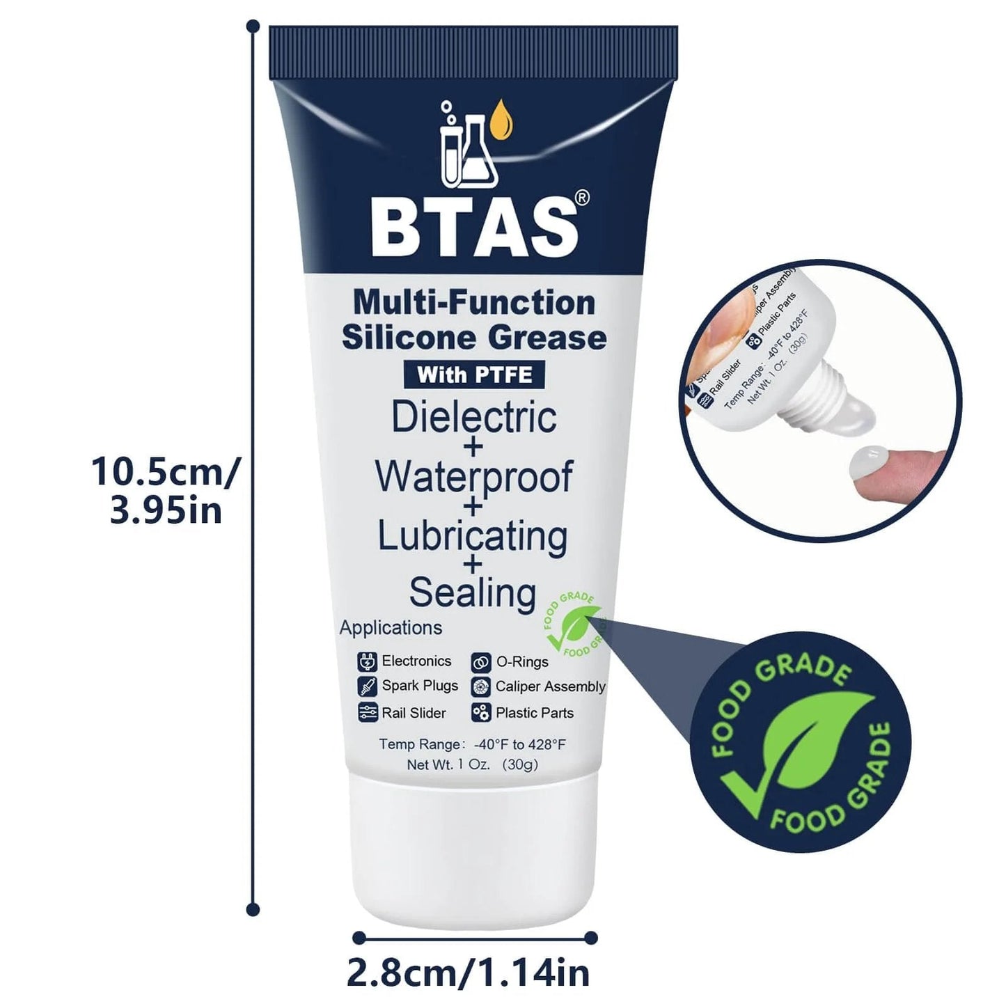 BTAS Dielectric Grease tube for Electrical Connectors, Automotive Spark Plug Boot, Battery Terminal, Marine Wiring, 1 oz.