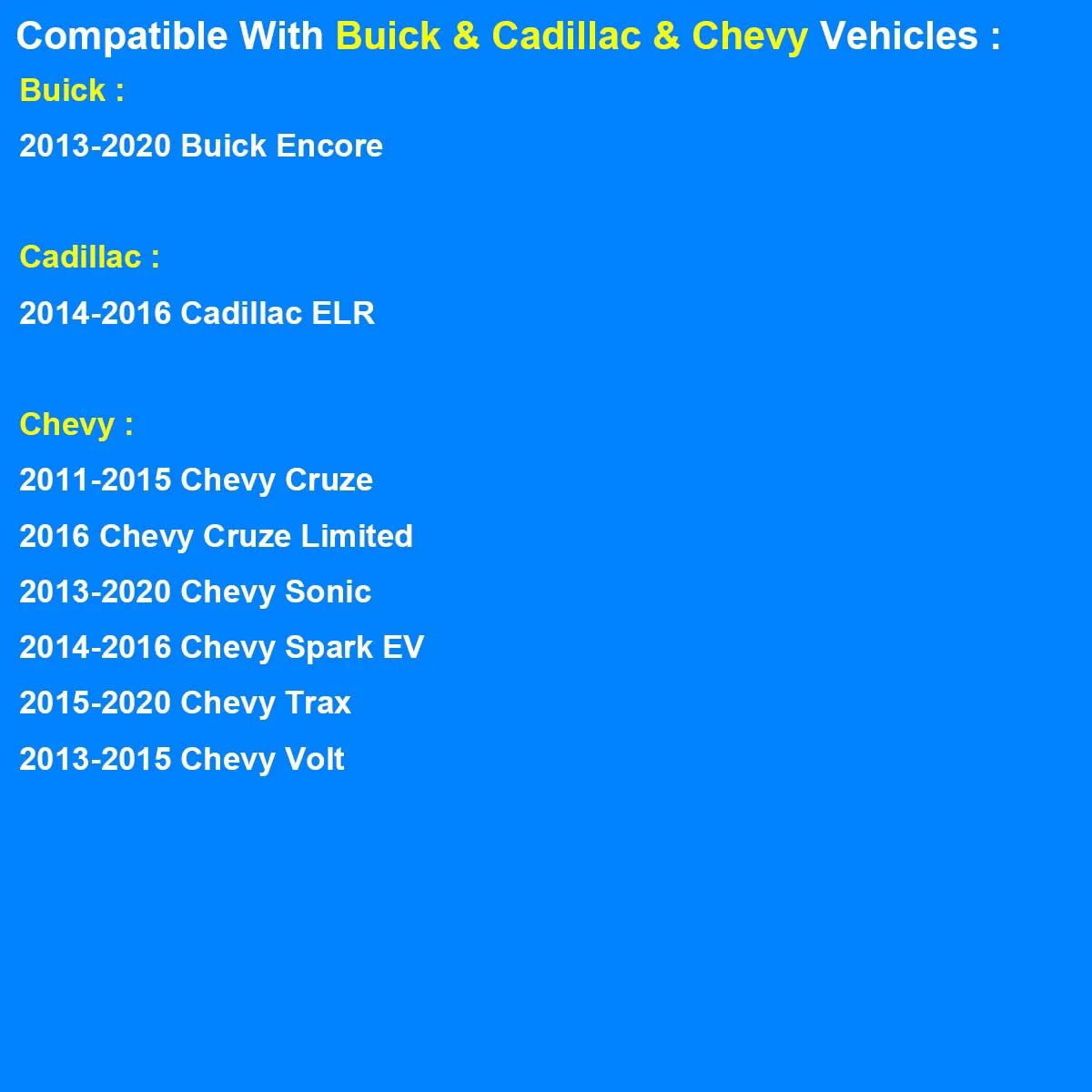 List of compatible vehicles for Engine Coolant Temperature Sensor Replacement ECT Sensor 55591401 SU13821, including Buick, Cadillac, Chevy models.