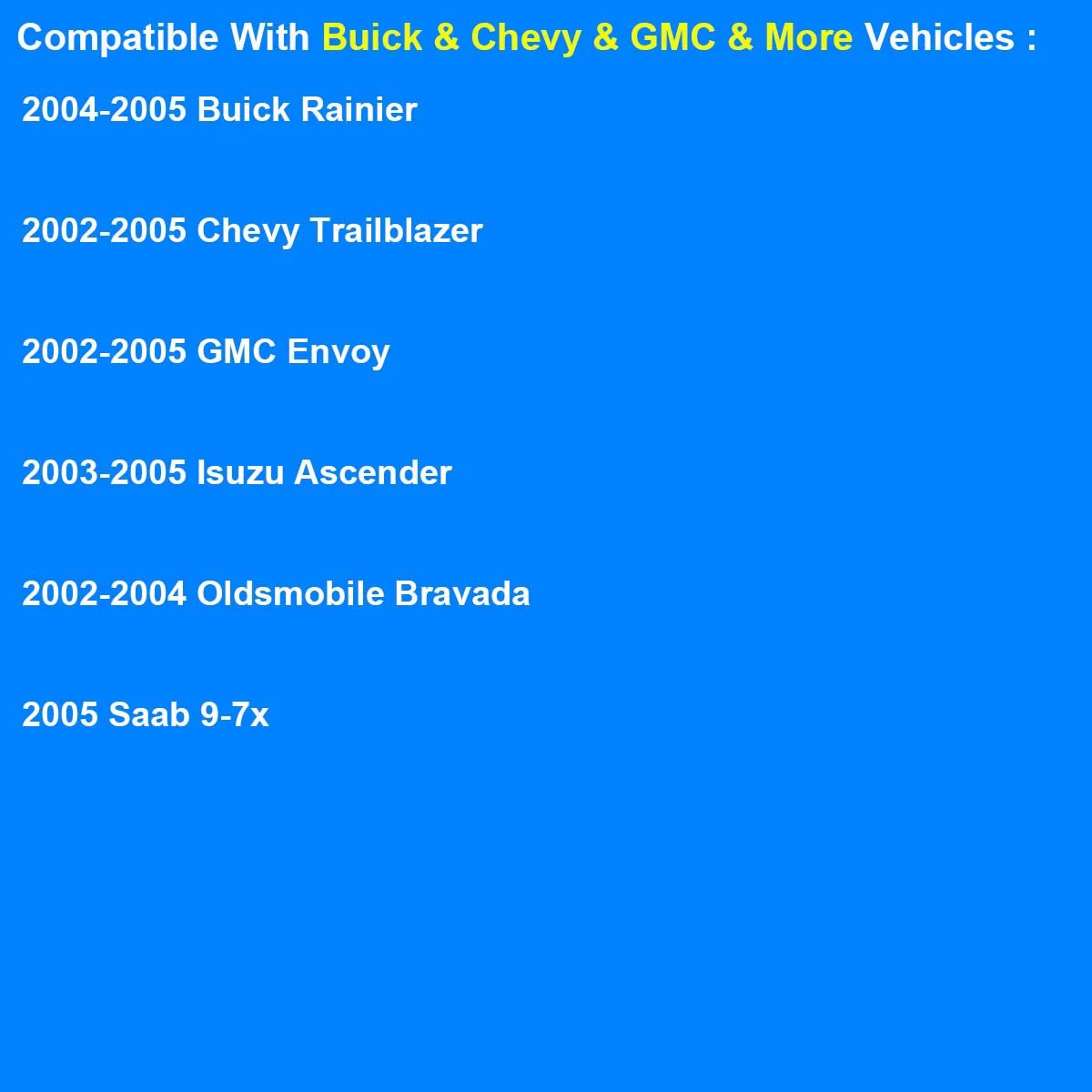 List of compatible vehicles for Engine Coolant Temperature Sensor Replacement 213 963 for GM Vehicles 2002 to 2005.
