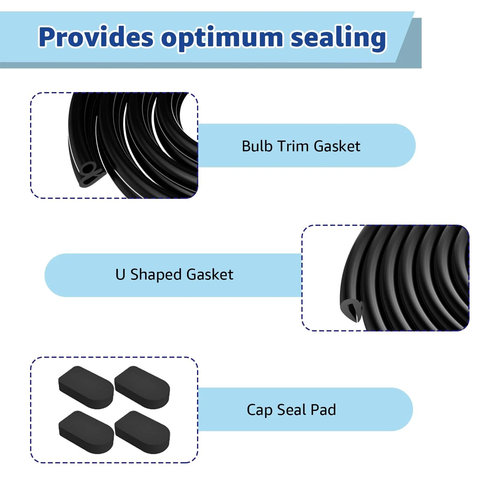 Basement Door Weather Stripping Kit Replacement For Bilco Doors Includes U Shaped Gasket Bulb Trim Gasket And Cap Seal Pads for sealing components.