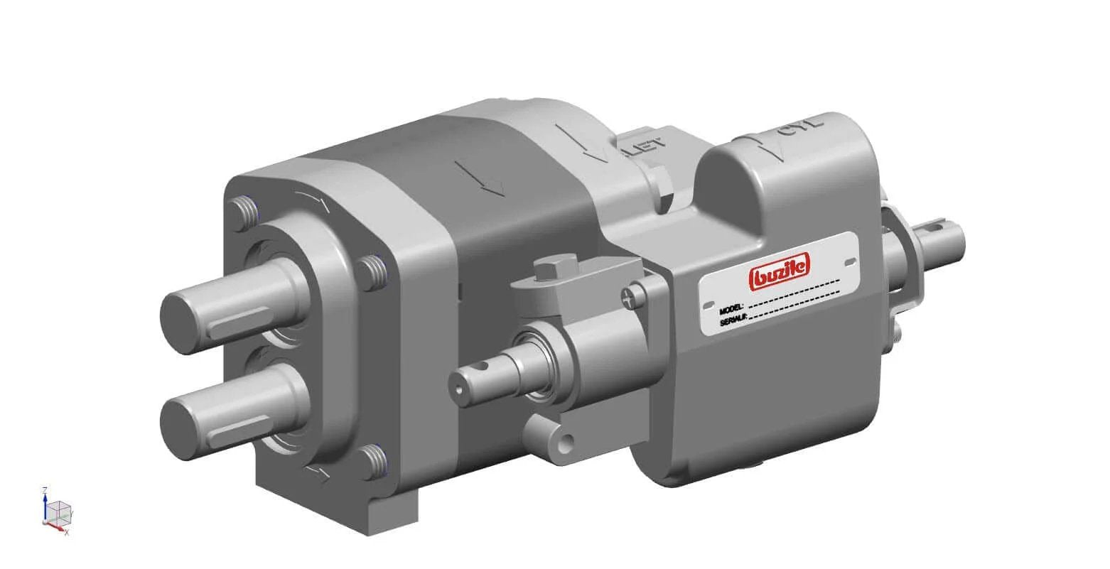 Side view of Buzile Dump Pump BG101-20BMS Replacement G101-1-2.0 S2LD-15-1RPRB DMR-400-20-ZL-200 WA101G hydraulic component.