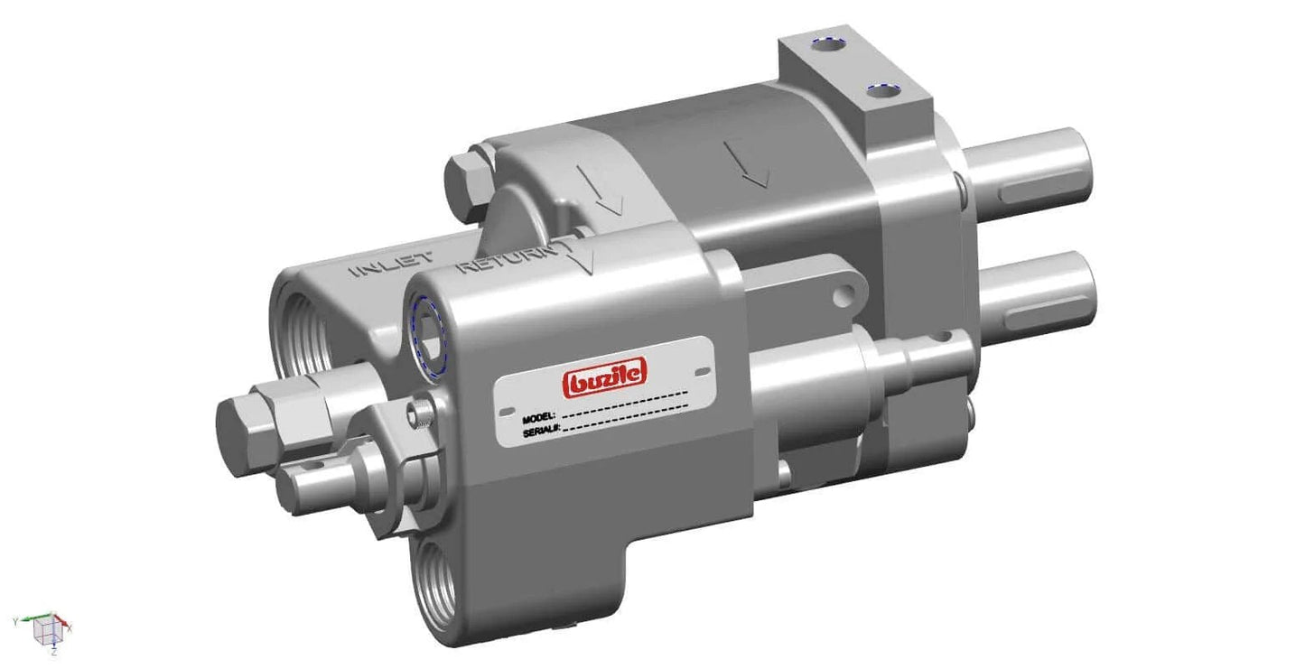 Industrial Buzile Dump Pump BG101-20BMS Replacement G101-1-2.0 hydraulic pump, side view, showing inlet and outlet ports.
