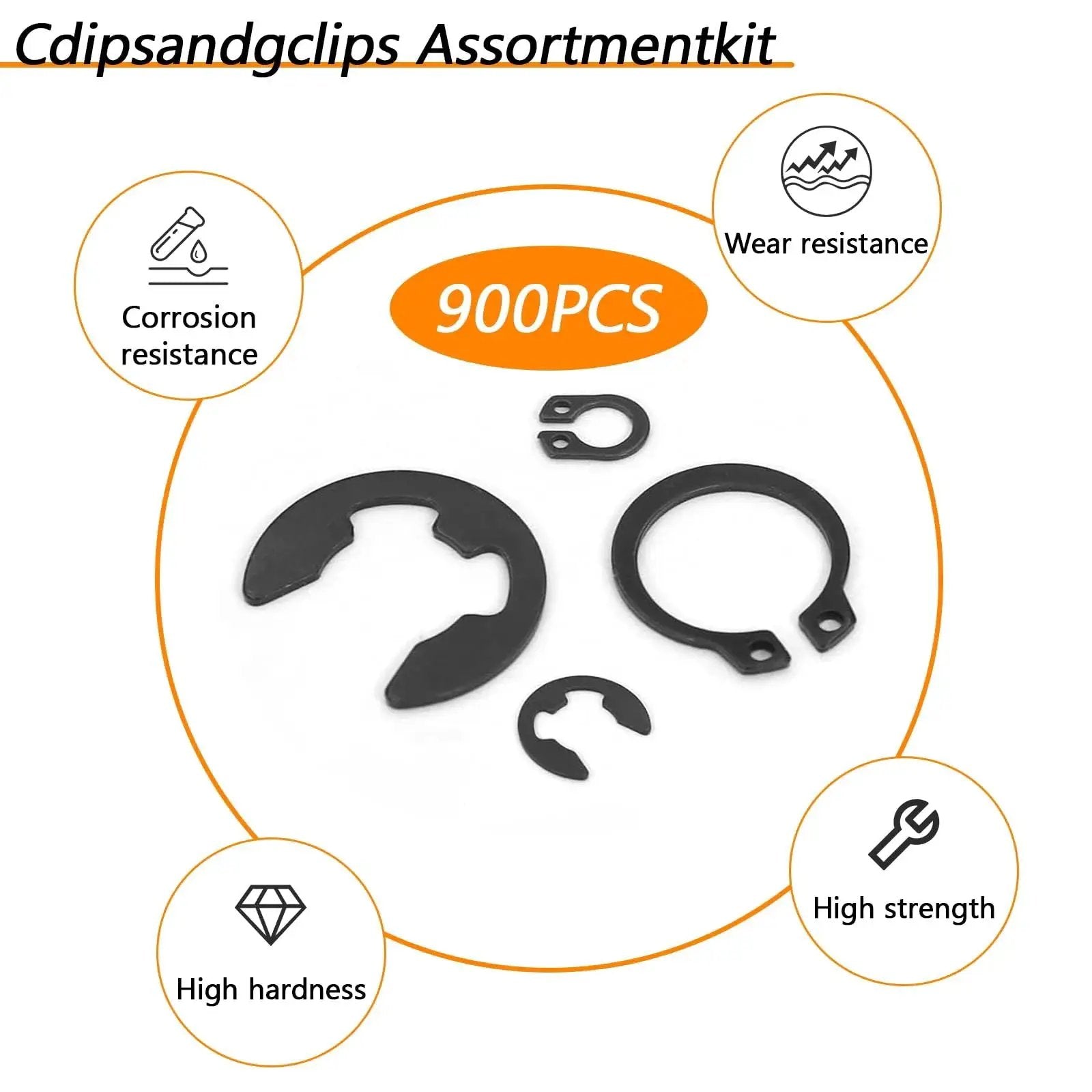 900 Pcs C Clips And E Clips Assortment Kit With 24 Sizes External Retaining Rings Snap Rings Set In Black Carbon Steel