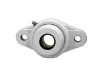 Front view of UCNFL205-16MZ2RFW 2-Bolt Flange Ball Bearing Insert 1 in Set-Screw Locking Zinc-Plated Insert in white polymer housing