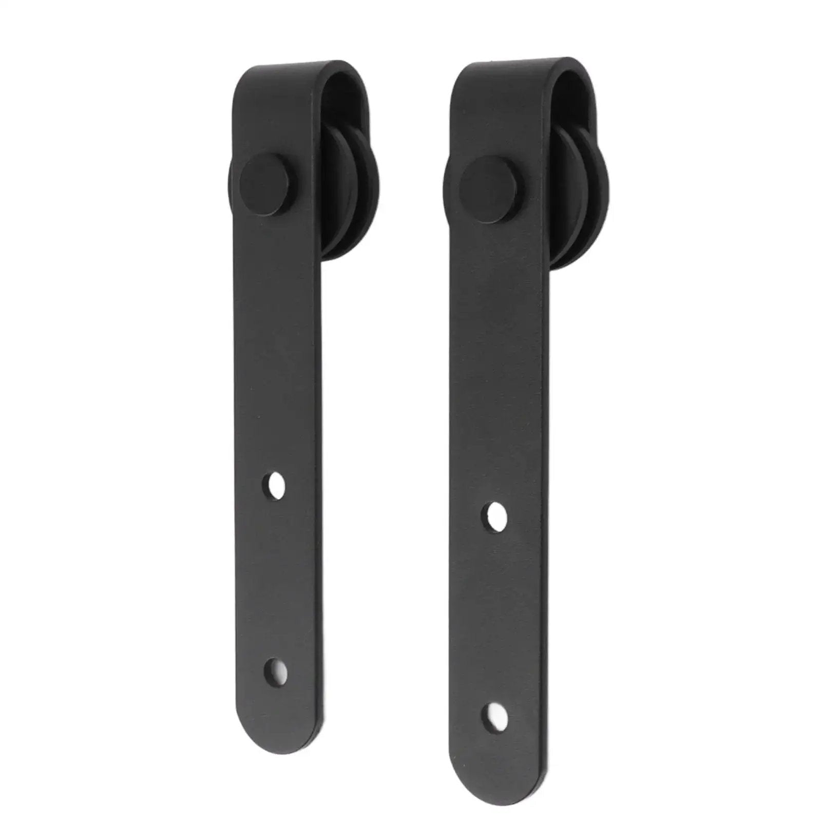 Silent Sliding Cabinet Door Rollers Kit Heavy Duty Carbon Steel Rail And Pulley System, black rollers, front view