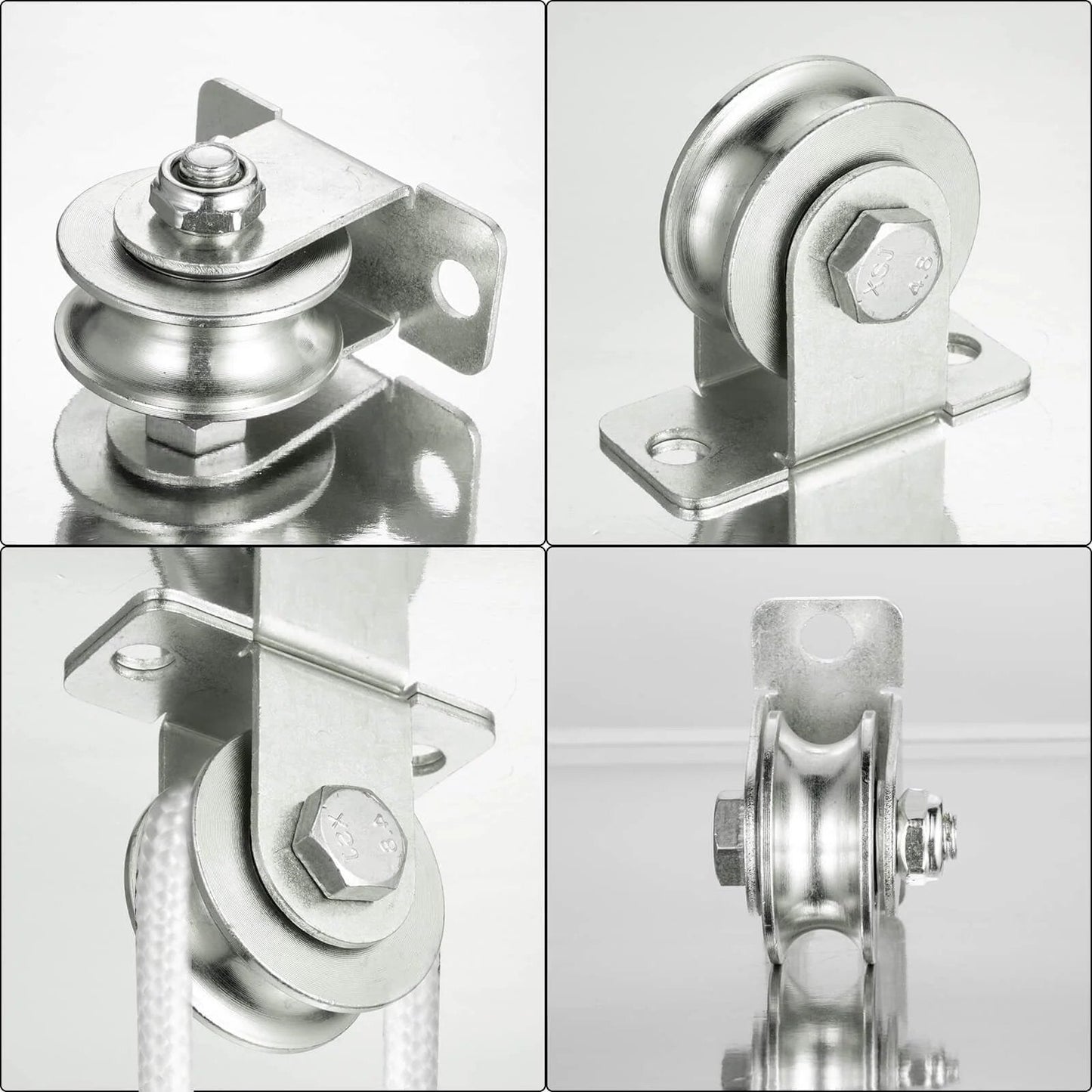 Cable Pulley 48mm Wheel Wall Mount, Bearings Inside, Stainless Steel Rope Pulley for Pulley System, Sliding Gate, Load 1100 LB, 1Pcs
