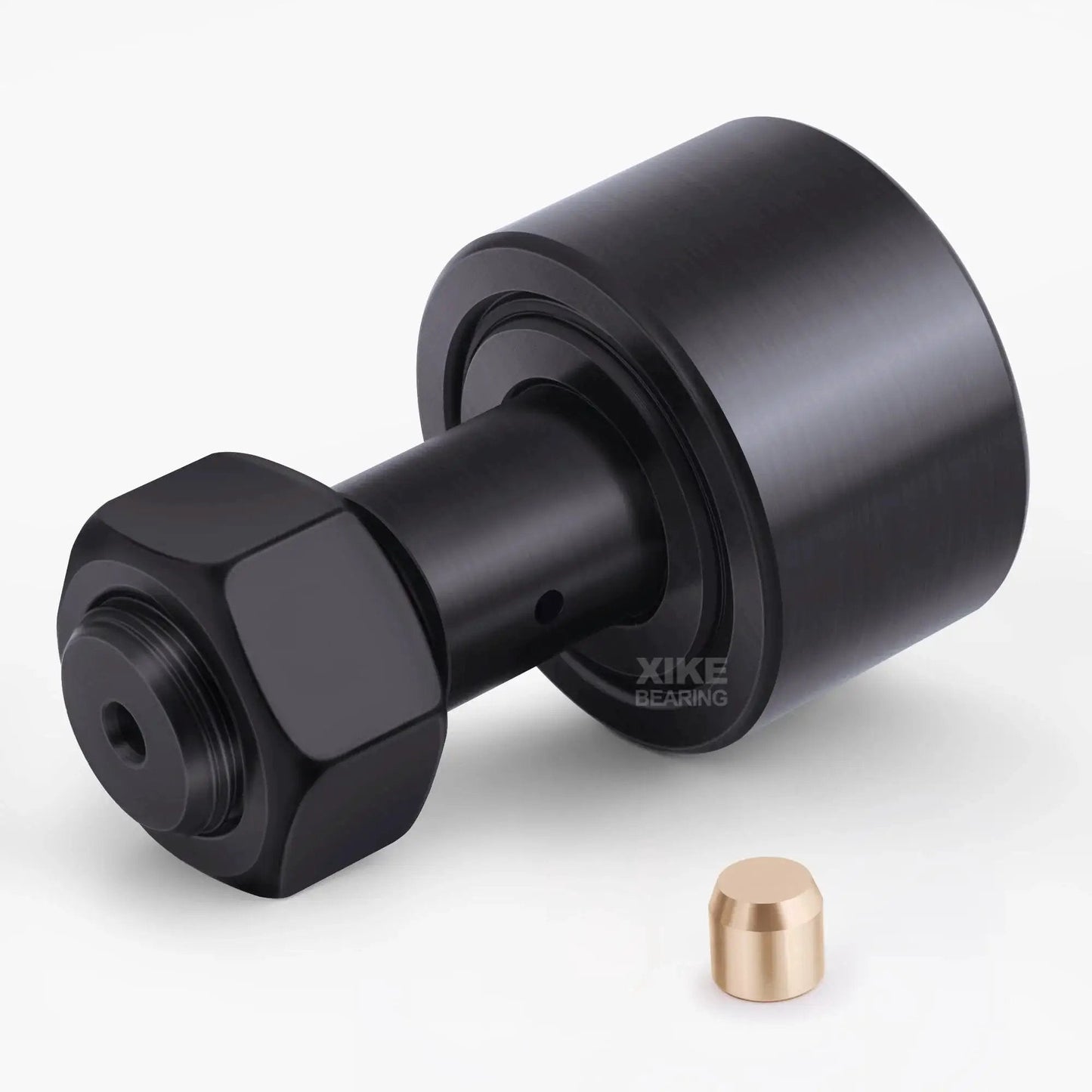 Cam Follower Bearings 2 Pcs CF 1 1/4 SB with double rubber seals and hex hole in chrome steel, close-up angle