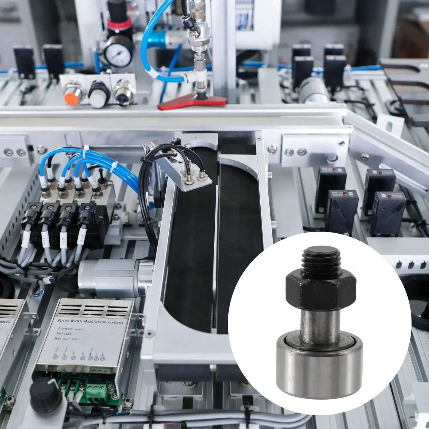 4 Pack Cam Follower Bearings Set For Track Runner KR22 Type Needle Roller, installed in machinery, Oedema Brand, 22mm roller diameter