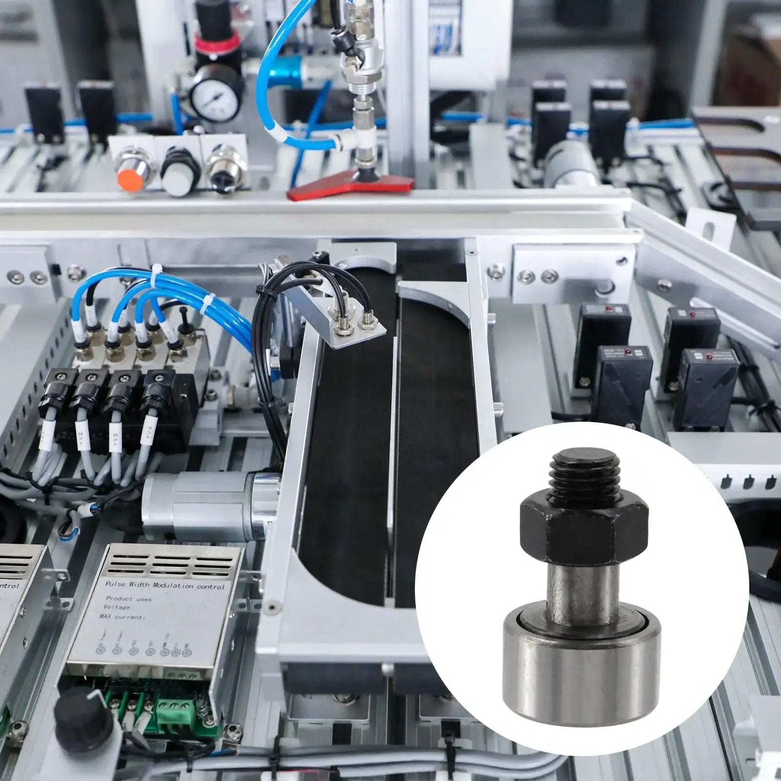 4 Pack Cam Follower Bearings Set For Track Runner KR22 Type Needle Roller, installed in machinery, Oedema Brand, 22mm roller diameter