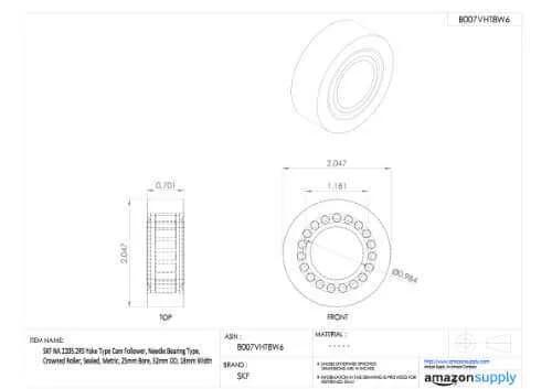 Technical drawing of SKF NA 2201.2RS yoke type cam follower, showing dimensions and design details.