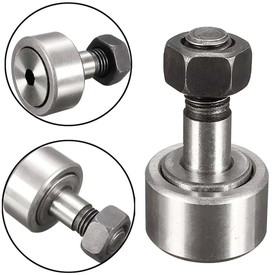 ✝️ HiPicco Cam Follower Track Runner Bearings, CF5/KR13 Needle Roller Bearing 13mm, close-up view of the stud type track cam follower.