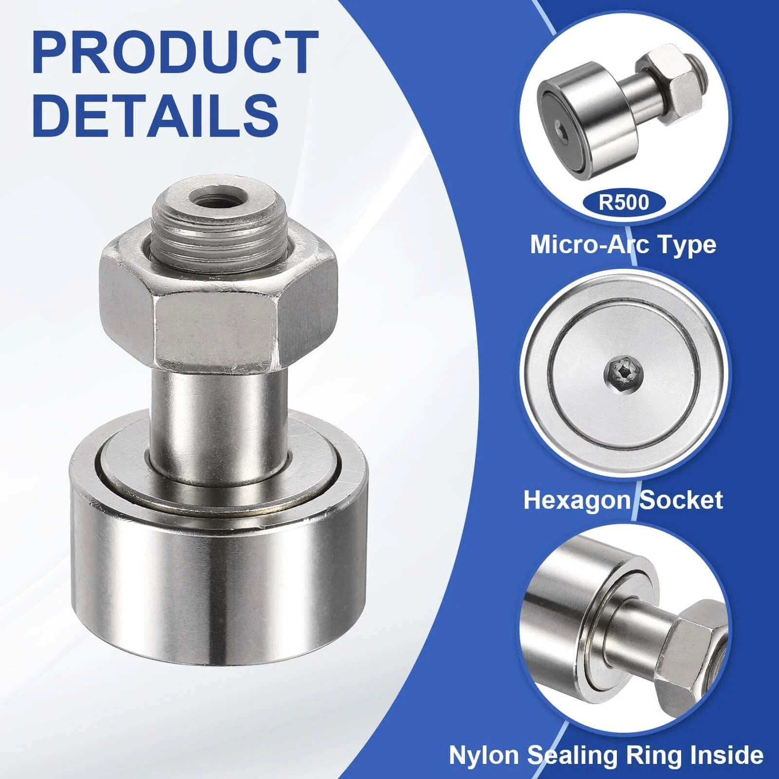 ✝️ 3Pcs Cam Follower Track Runner Bearings CF16/KRV35 X Needle Roller Stud Track Bearing, hexagon socket detail view