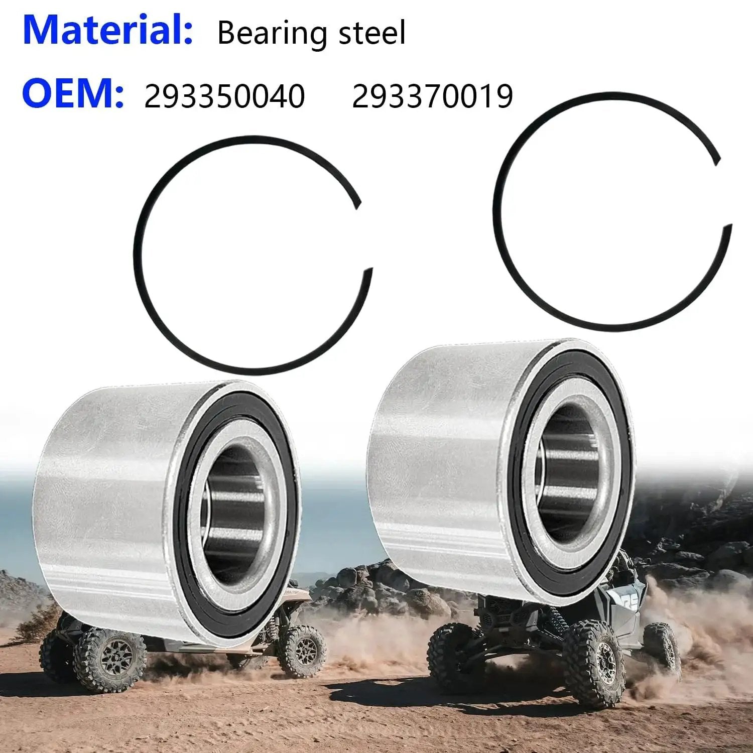 Rear Wheel Bearing Kit For Can Am Outlander 330 400 500 650 800 1000 Renegade Commander Maverick Trail Sport 800 1000 Replacement For 293350040 293370019 Heavy Duty Wheel Hub Bearings For Off Road Adventures And Rough Terrain with steel bearings and circlips displayed.