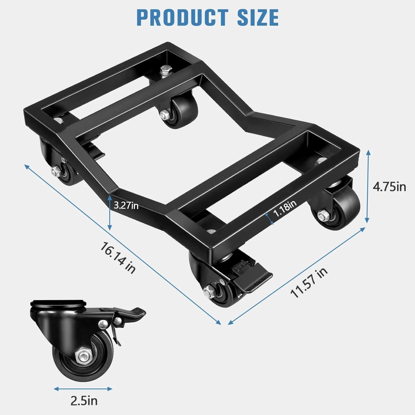 Car dolly set of 4 with heavy duty iron frame, 6000 lb total capacity wheel dollies, V shaped design, nylon casters, product dimensions