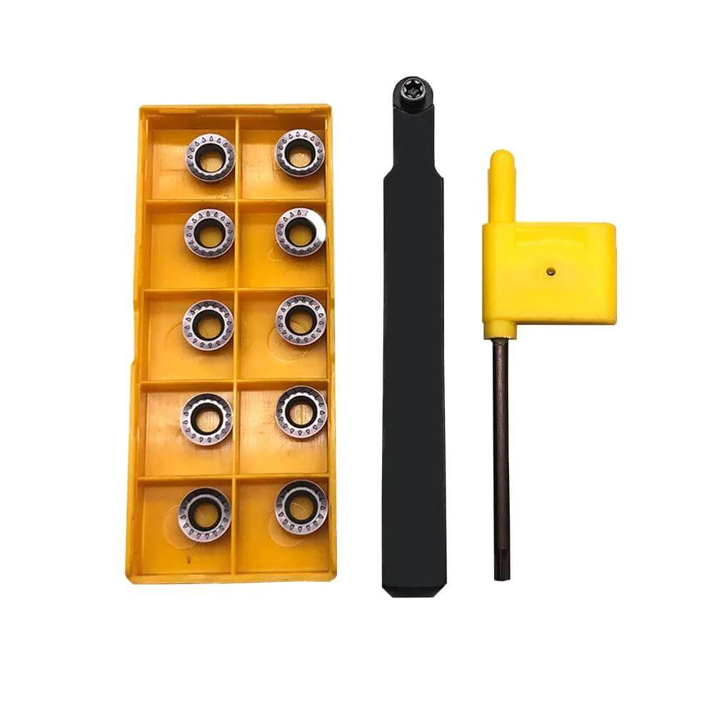 10-Piece RPMT10T3 R5 Indexable Carbide Milling Inserts Set With Half Inch SRDPN1212H10 Tool Holder For Metal Lathe Cutting Tools, Pro Grade Finish For Finishing And Semi-Finishing Of Steel Stainless Iron And Cast Iron