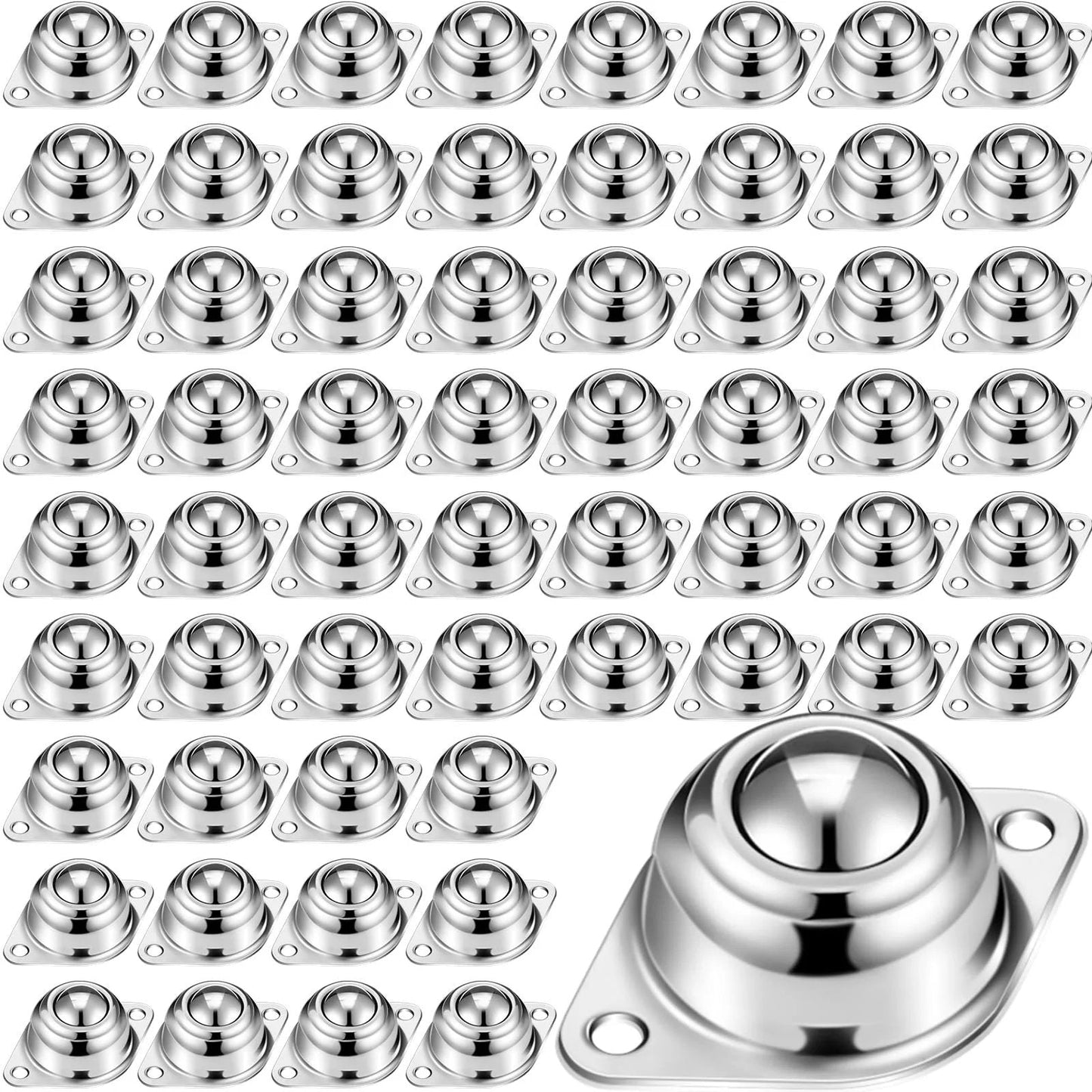 60 Count 5/8 Inch Roller Ball Transfer Bearings In Carbon Steel With Round Ball Bearings And Casters For Conveyor Systems Roller Stands And Furniture Durable Rust Resistant Construction Load Capacity 55 Lbs