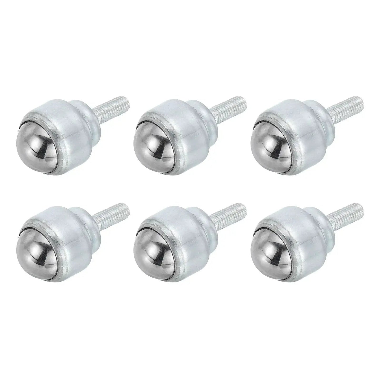 Set of 6 Roller Ball Transfer Bearings, 3/4 Inch, with 23x23 mm base, carbon steel for smooth furniture and conveyor movement.