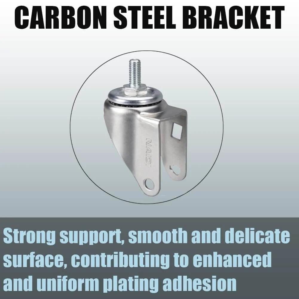 Carbon steel bracket for 5 Inch Heavy Duty Anti Tangling Caster Wheels Set of 4 with Brakes, showcasing smooth surface and support