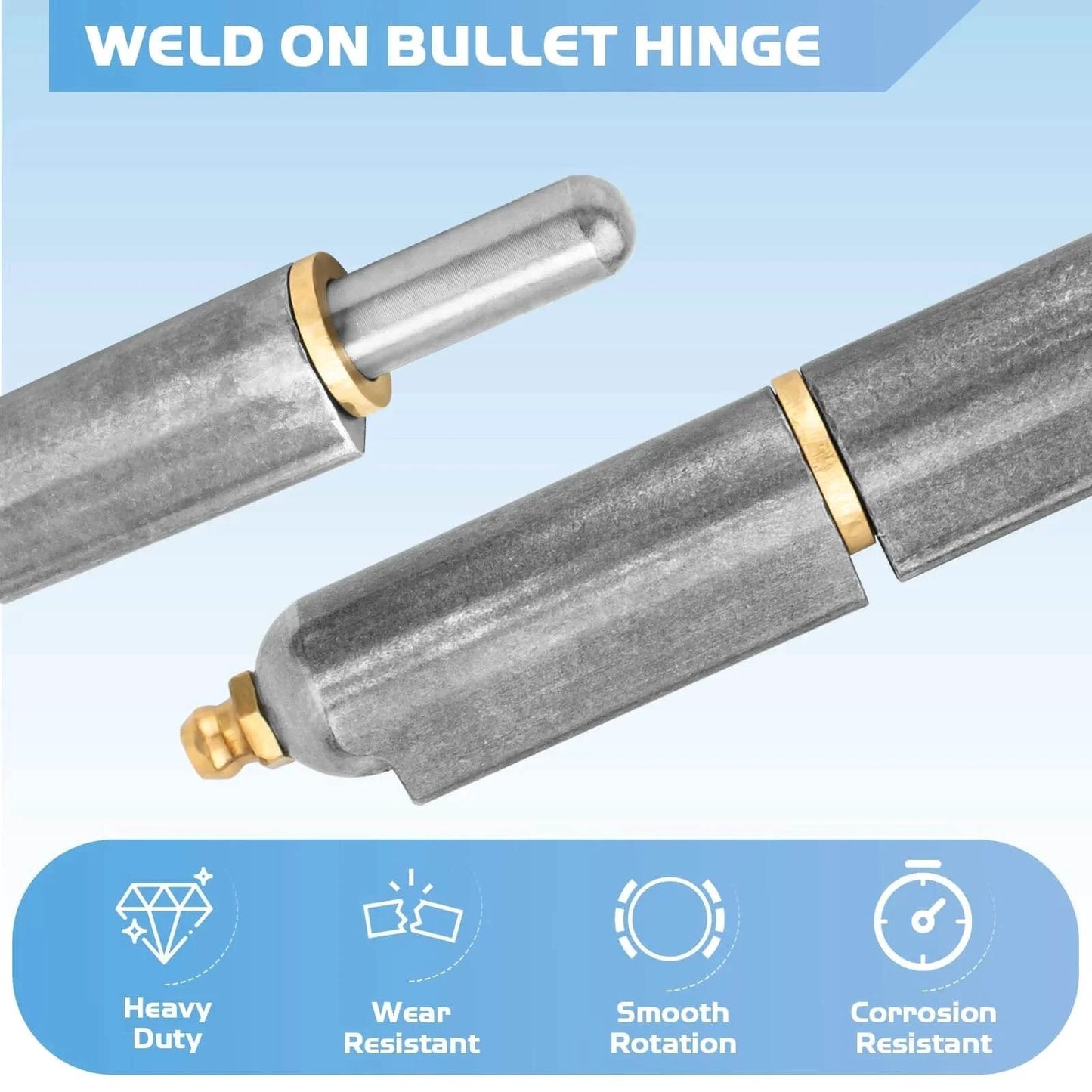 Close-up of 4 Pcs 4 Inch BBQ Smoker Bullet Weld On Hinges Heavy Duty Weldable Carbon Steel Barrel Hinges with smooth rotation