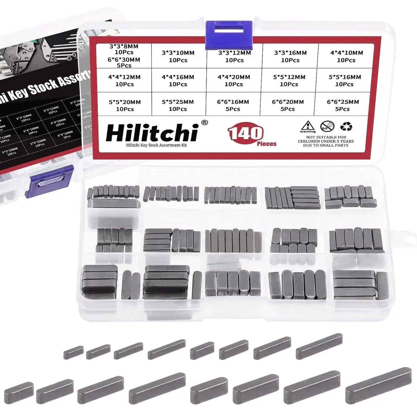Pro Grade Carbon Steel Round Ended Feather Key Set Kit With 140Pcs In 16 Sizes 3mm 4mm 5mm 6mm Keystock Key Stock