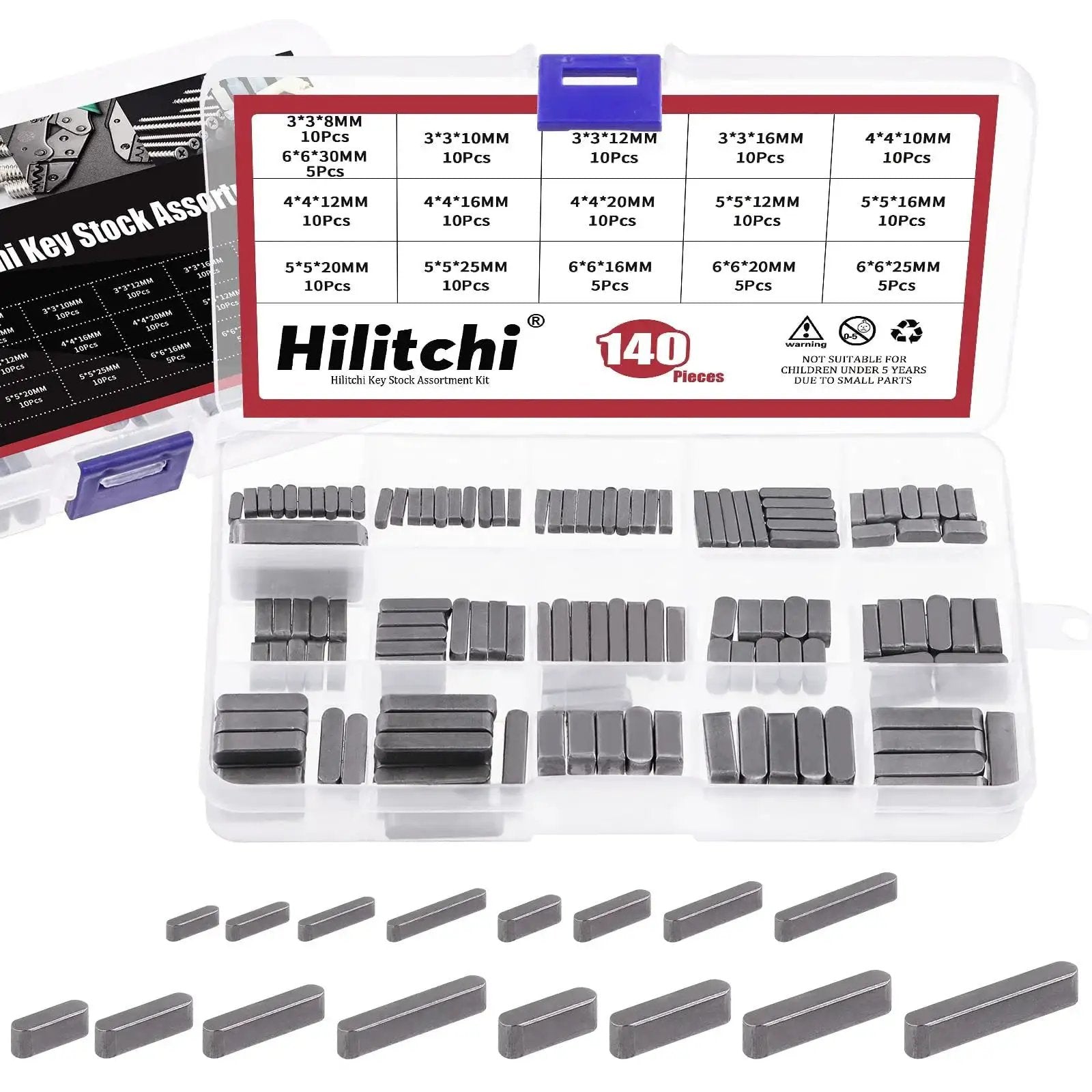 Pro Grade Carbon Steel Round Ended Feather Key Set Kit With 140Pcs In 16 Sizes 3mm 4mm 5mm 6mm Keystock Key Stock