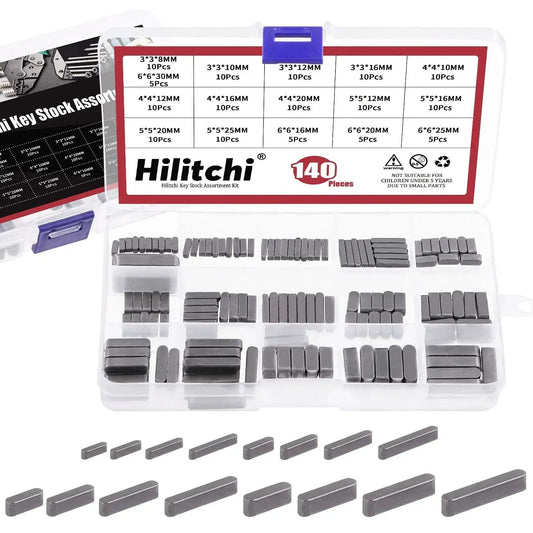 Pro Grade Carbon Steel Round Ended Feather Key Set Kit With 140Pcs In 16 Sizes 3mm 4mm 5mm 6mm Keystock Key Stock