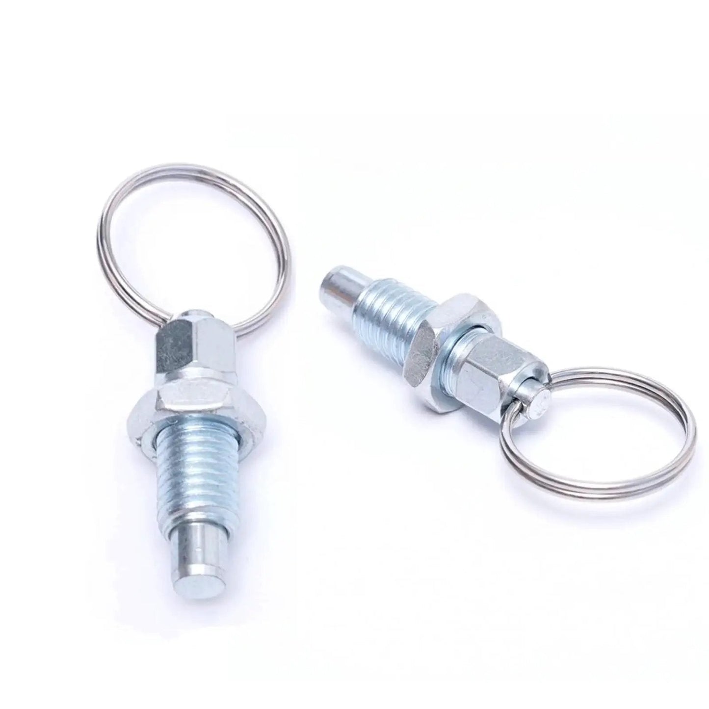 Carbon Steel Pull Ring Indexing Plungers Set Of Six With Retractable Spring Mechanism and Quick Release Pins, M12 Thread, 23mm Length