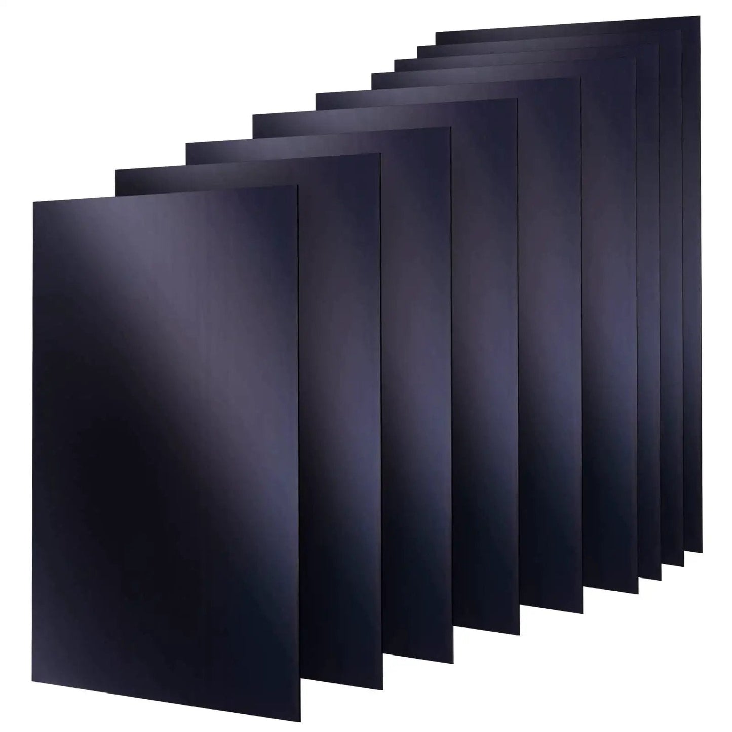 Carbon Steel Shim Stock Assortment Set, 6 Inch Wide By 12 Inch Long, Nine Thicknesses From 0.003 To 0.015 Inch Including 0.003 0.004 0.005 0.006 0.007 0.008 0.010 0.012 0.015 Low Carbon 1008 1010 Steel, Versatile Gaps And Spacers For Auto And DIY Use, shown as a stack of sheets