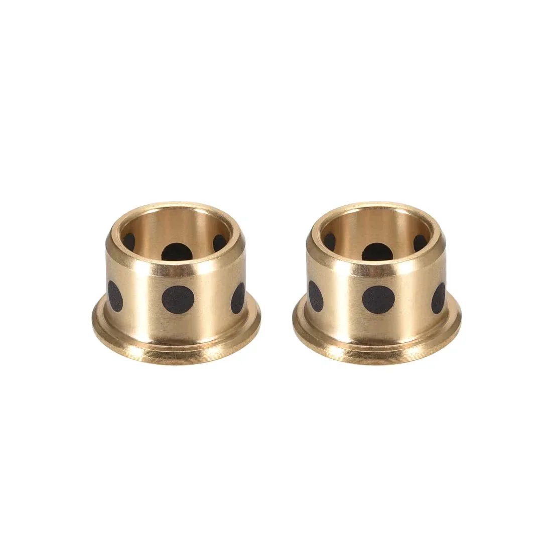 Flange Sleeve Bearing 10Mm Bore 13Mm Outer Diameter 10Mm Length 16Mm Flange Diameter 16Mm Flange Thickness 1 Point 5Mm Cast Brass Bushing 2 Pcs Self Lubricating For Precision Industrial Equipment displayed front view.
