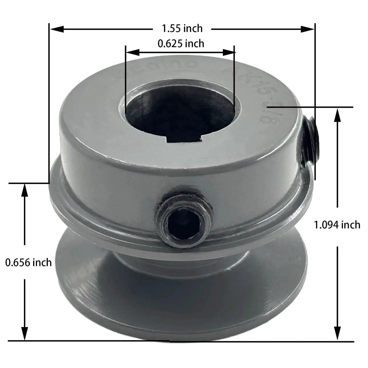 Cast Iron Belt Pulley AK1558 For V Belt Section A 3L 4L Five Eighths Inch Bore One Point Five Five Inch Outside Diameter One Groove
