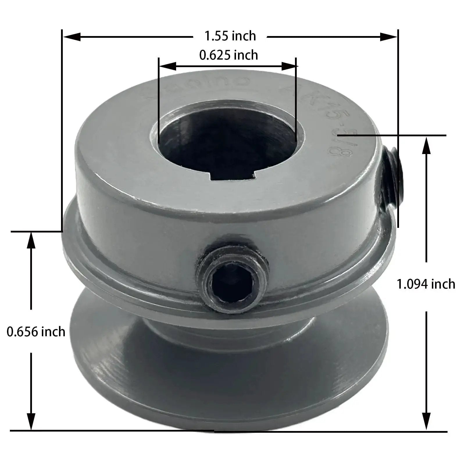 Cast Iron Belt Pulley AK1558 For V Belt Section A 3L 4L Five Eighths Inch Bore One Point Five Five Inch Outside Diameter One Groove