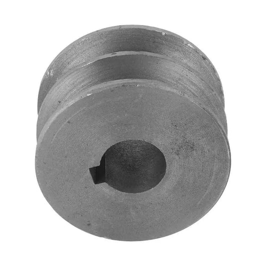 Double Groove V Belt Pulley For Industrial Machinery Cast Iron V Pulley with 50 to 91 mm Diameter, shown from top view