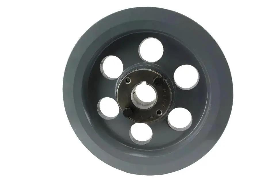 Efficient 7.75 inch dual groove cast iron pulley with a 1-1/8 inch bushing delivers reliable belt drive for B section 5L belts