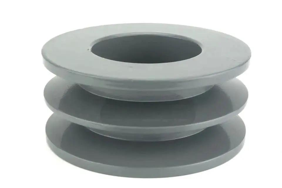 Durable 4 inch cast iron dual groove pulley for B5L belts and 1-3/8 inch shaft with solid steel H bushing for air compressors