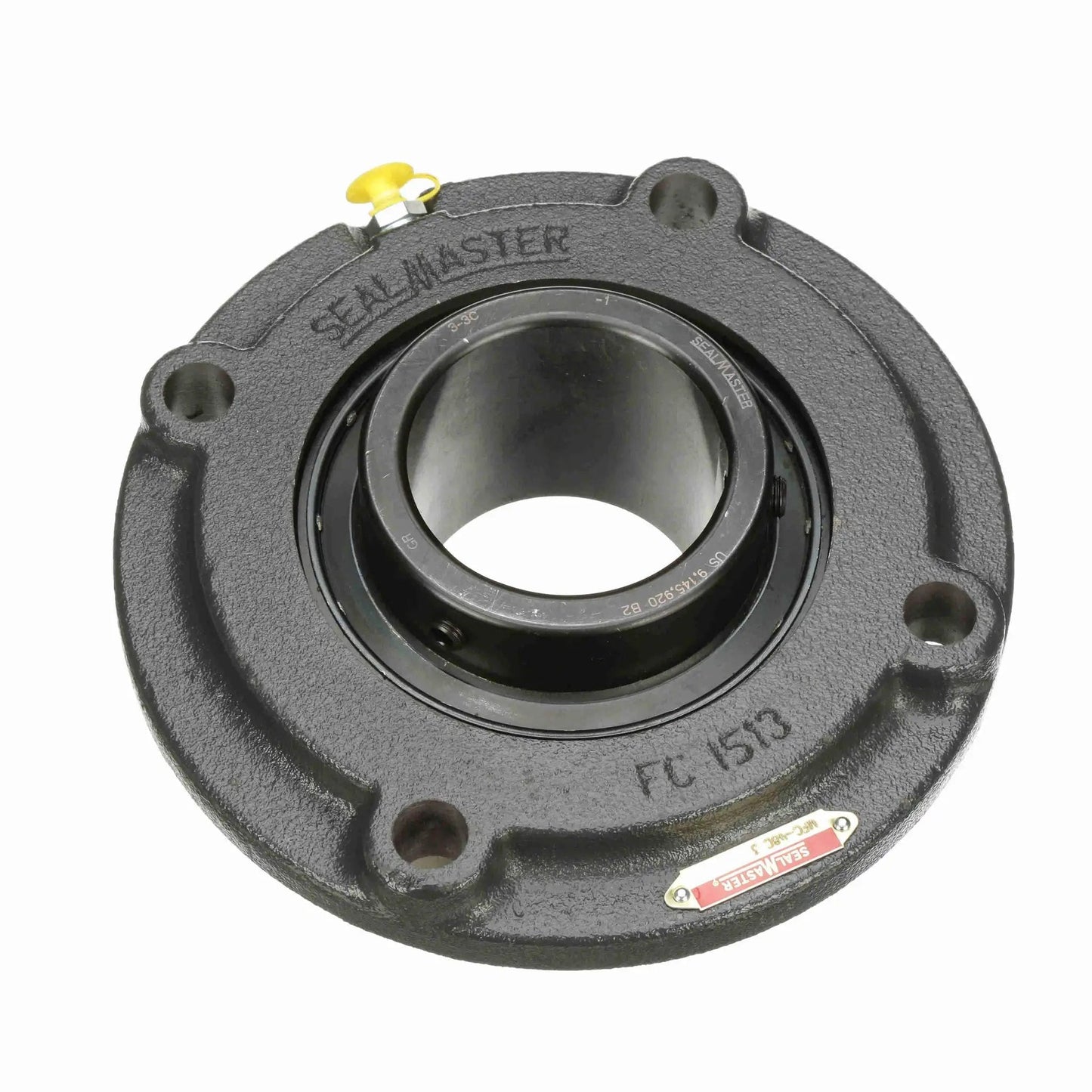 Mounted Cast Iron Flange Cartridge Ball Bearing With Black Oxide Finish Sealmaster MFC 48C Setscrew Lock front view