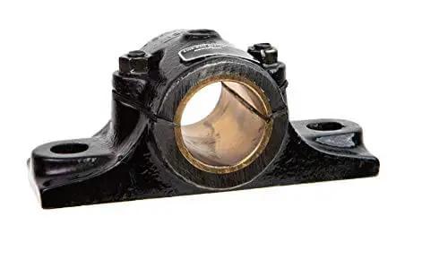 Pillow Block Sleeve Bearing 2-15/16 Inch Cast Iron Housing, Heavy-Duty Industrial Grade Block With Sealed Bearings, close-up view.