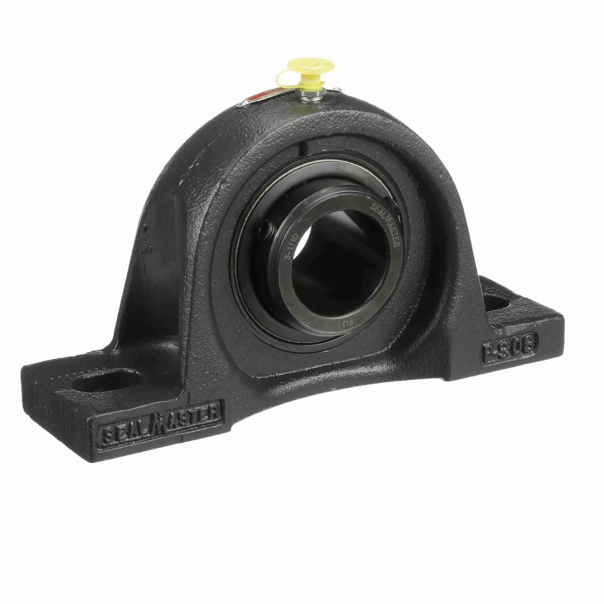 Robust mounted pillow block bearing with a one-piece cast iron housing, two-bolt mounting, and double setscrew lock by Sealmaster MSPD-27