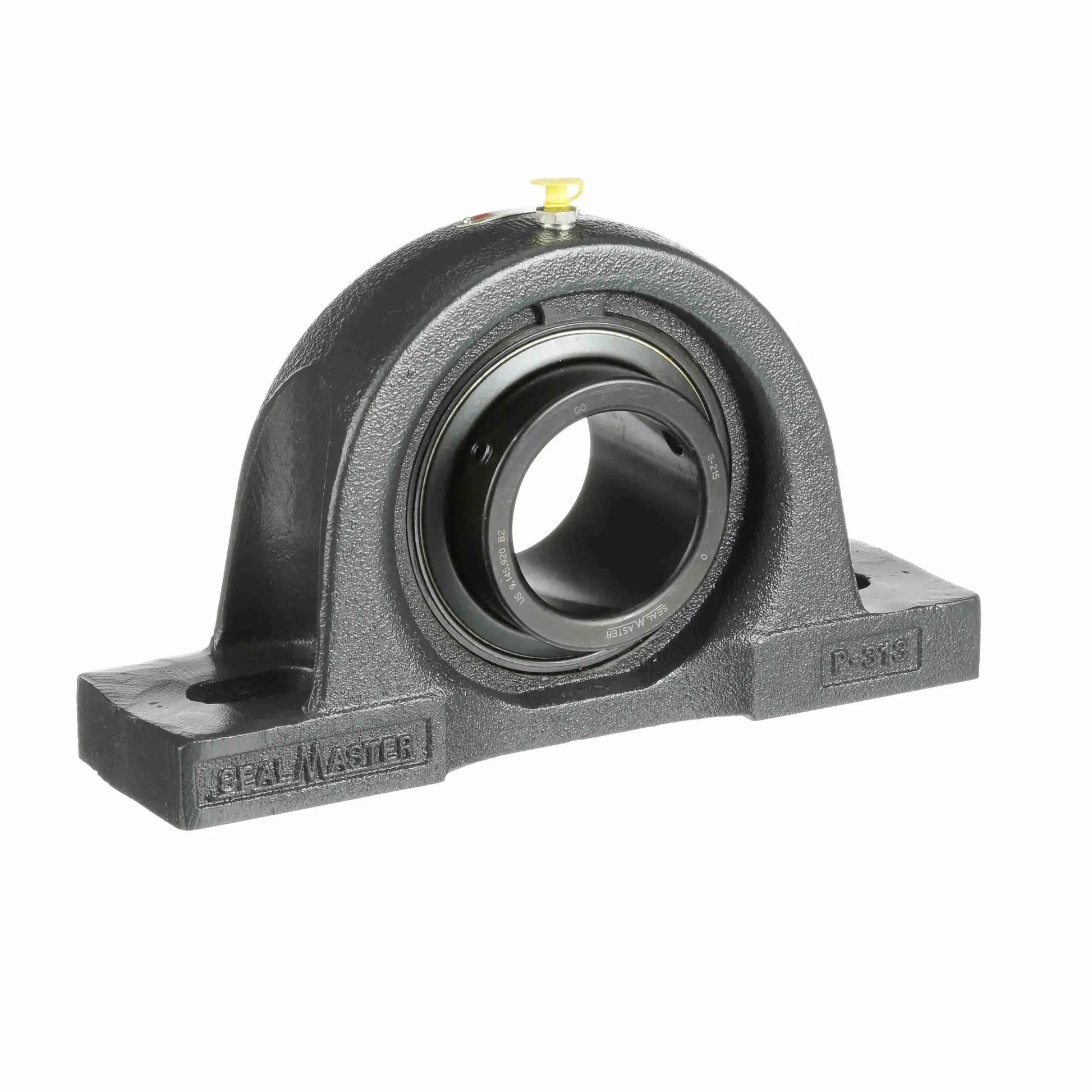 Mounted Cast Iron Two Bolt Pillow Block Ball Bearing With Setscrew Lock And Black Oxide Finish Sealmaster MP 47 front view