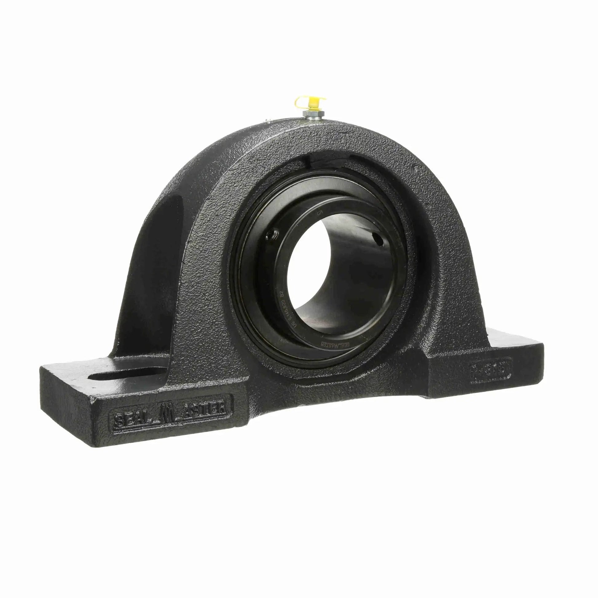 Robust Sealmaster MP-55 mounted pillow block with a one-piece cast iron housing, showing front view and setscrew lock.