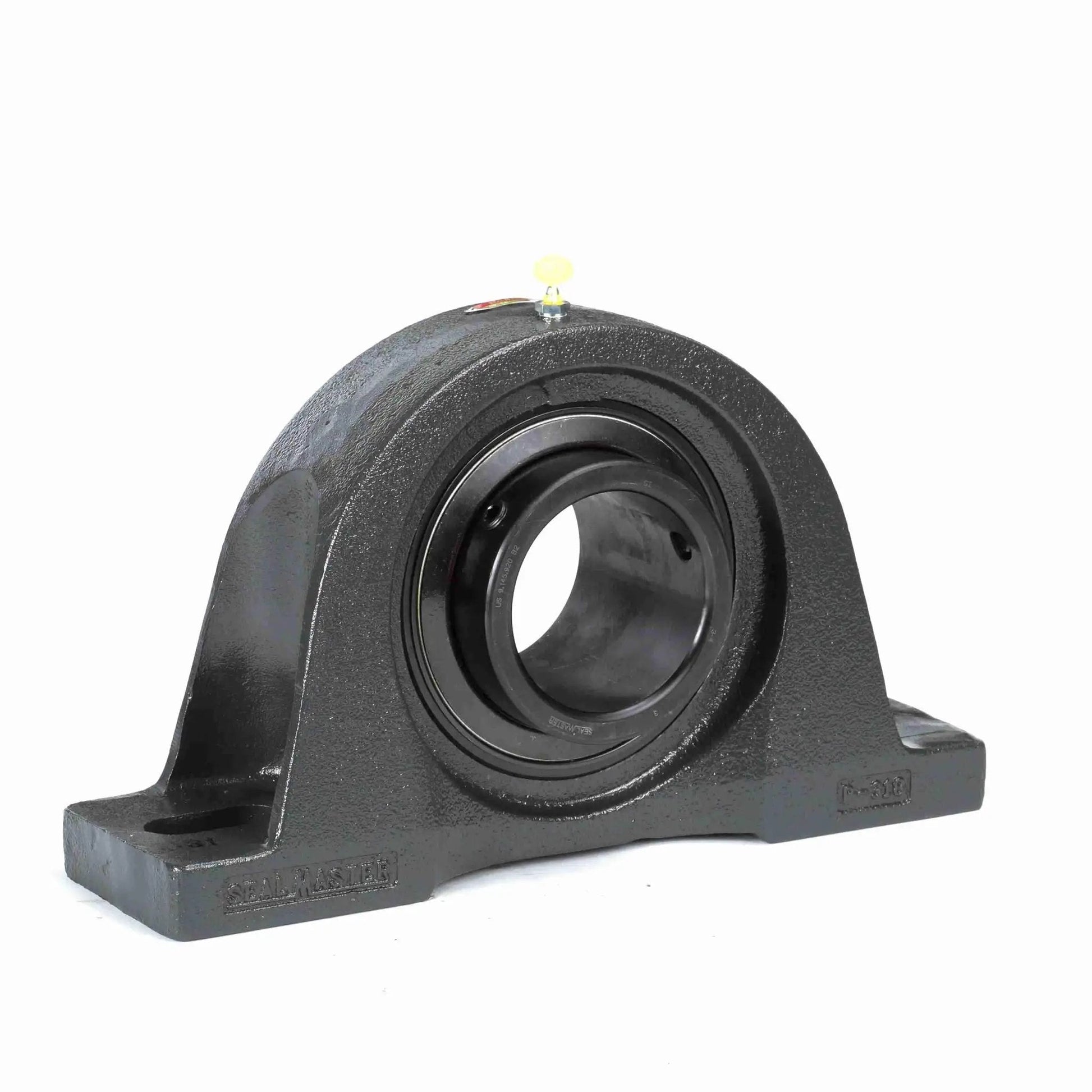 Front view of Mounted Cast Iron Pillow Block Bearing, Two Bolt Design, High Rigidity Ball Bearing Unit With Setscrew Lock MP 64 Sealmaster.