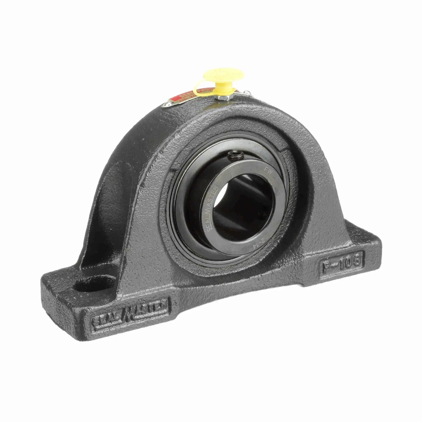 Rugged Cast Iron Pillow Block Bearing NP-20 Two Bolt Mounted Unit For Industrial Machinery Built To Last, front view.
