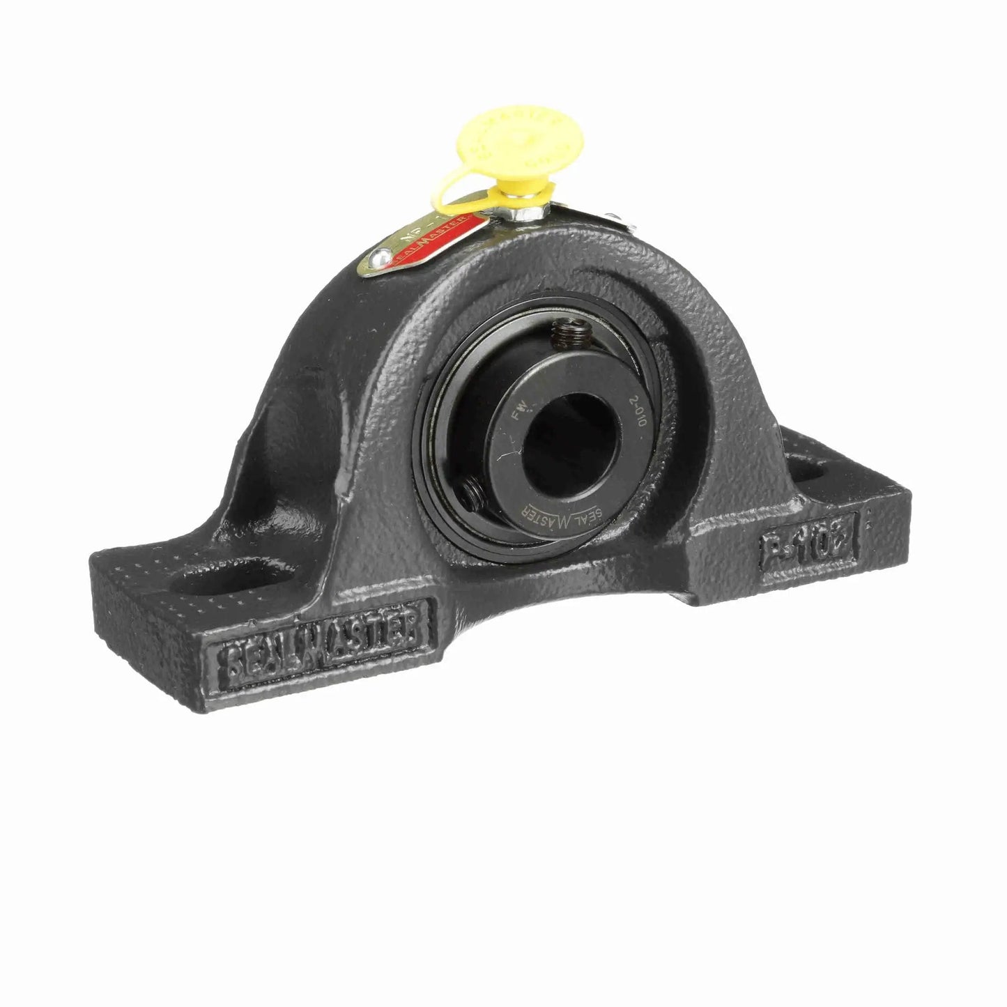 Mounted Cast Iron Two Bolt Pillow Block Ball Bearing With Setscrew Lock NP10 Sealmaster for medium duty industrial equipment.