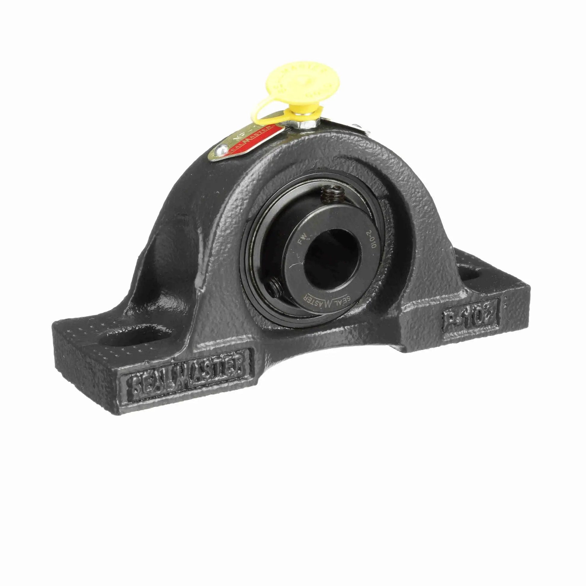 Mounted Cast Iron Two Bolt Pillow Block Ball Bearing With Setscrew Lock NP10 Sealmaster for medium duty industrial equipment.