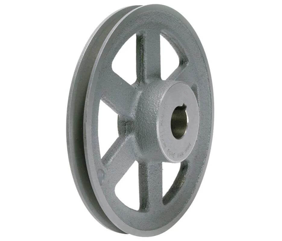 6.45 Inch Diameter Single Groove Cast Iron Pulley With 7/8 Inch Fixed Bore For A B 4L And 5L V-Belts Industrial Grade Belt Drive Sheave Compatible With Standard Shaft Hubs Durable Replacement Part BK67X7/8