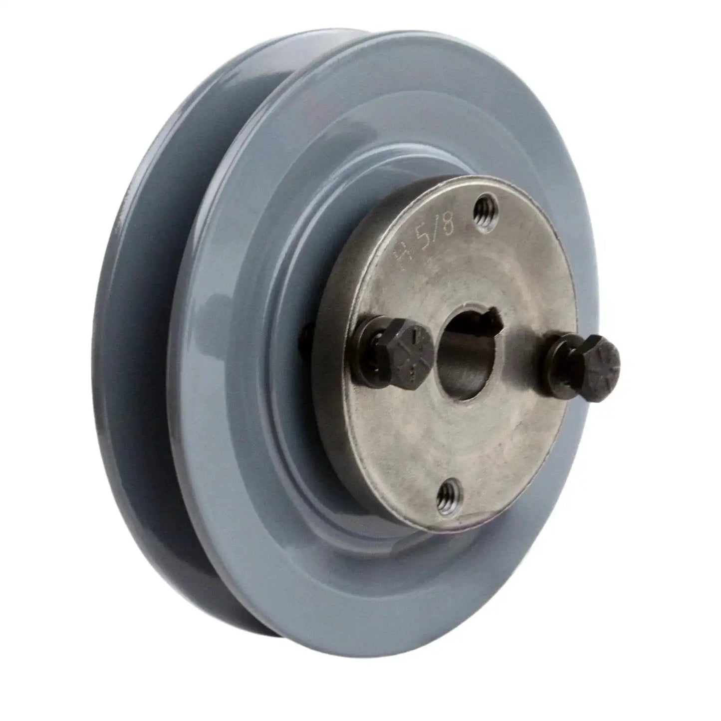 Durable 4.5 Inch Cast Iron Single Groove Pulley Designed For 5L Belts With A 5/8 Inch Bushing, side view