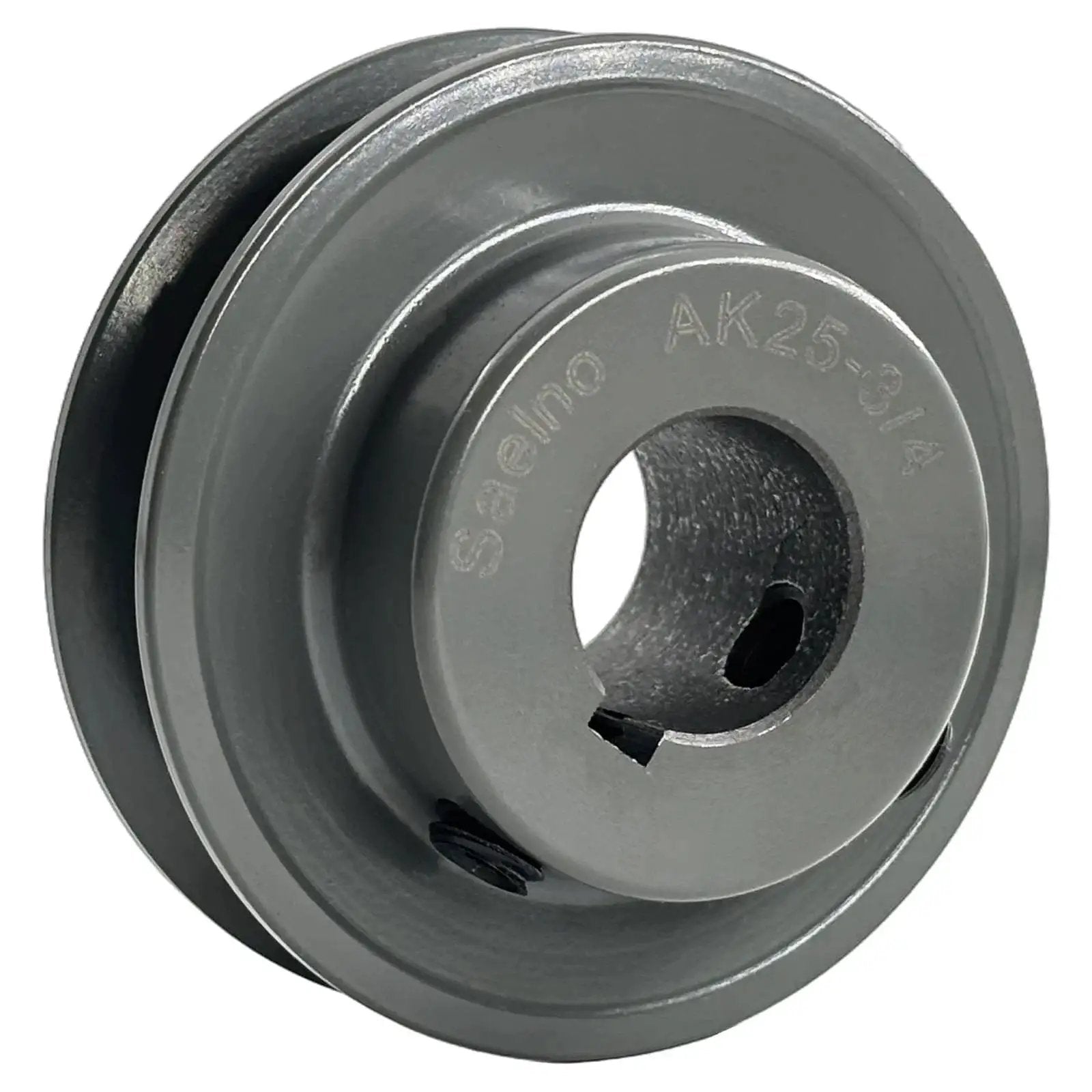 Three Quarter Inch Bore V Belt Pulley With Two Point Five Inch Outer Diameter One Groove Cast Iron Motor Pulley For A 3L And 4L V Belts Not For Toothed Belts AK2534 Style Designed For Long Life And Quiet Operation, front view