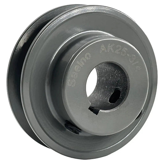 Three Quarter Inch Bore V Belt Pulley With Two Point Five Inch Outer Diameter One Groove Cast Iron Motor Pulley For A 3L And 4L V Belts Not For Toothed Belts AK2534 Style Designed For Long Life And Quiet Operation, front view